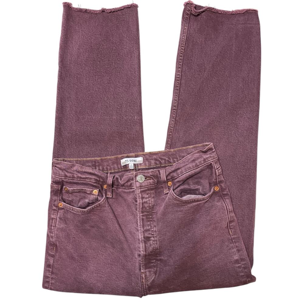 Re/Done Stove Pipe Button Fly Washed Plum Jeans 29